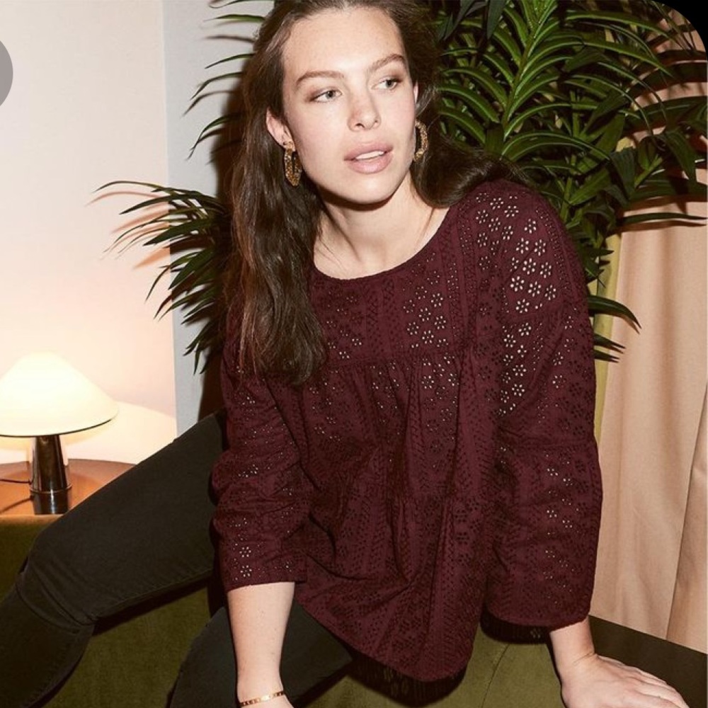 Madewell | Eyelet Tiered Button-Back Top